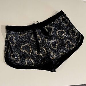 Victoria's Secret Sexy Black Gold Sequin Heart Shorts Sm NWT Pajama Sporty Bling